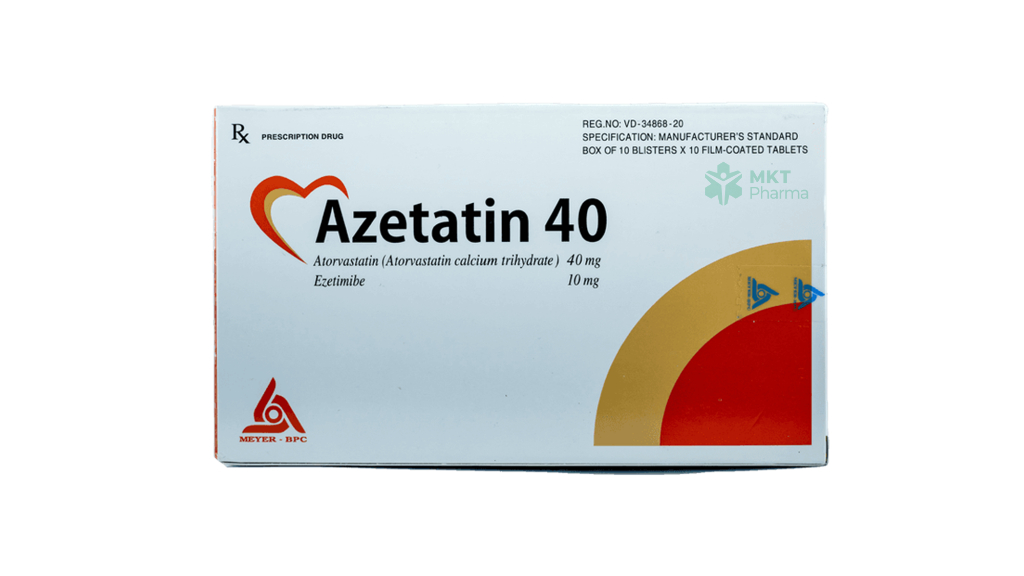 Azetatin 40 với hoạt chất chính Atorvastatin và Ezetimibe điều trị rối loạn lipid máu